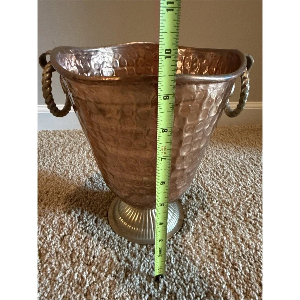 Vintage‎ Hammered Copper & Brass Ice Champagne Bucket Rope Handles